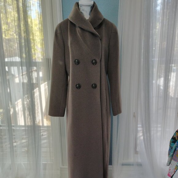 Cinzia Rocca Icons Jackets & Blazers - Cinzia Rocca Shawl-Collar Wool Maxi Coat,Taupe size 8